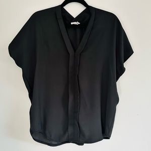 Tobi Black Short Sleeve Chiffon Blouse